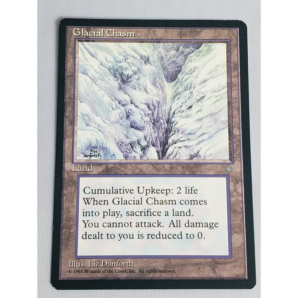 Glacial Chasm Magic the Gathering MTG Ice Age Rare Land Card 1995 Liz Danforth